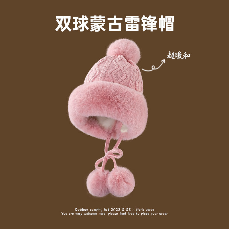 Wholesale Cute Wool Ball Cashmere Winter Hats